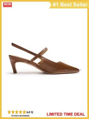 Women's Kitten Heel Slingback Pumps Pointed Toe Buckle Shoes